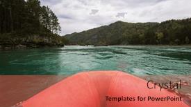  Presentation with boating - Presentation theme consisting of rafting-and-boating background and a coral colored foreground
