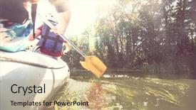  Presentation with rafting - Beautiful PPT theme featuring rafting team summer extreme water backdrop and a coral colored foreground