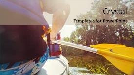  Presentation with rafting - Slide set consisting of rafting team summer extreme water background and a coral colored foreground