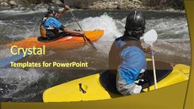  Presentation with rafting - Theme consisting of caucasian teammates river rafting together background and a tawny brown colored foreground