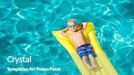  Presentation with swimming pool - PPT layouts consisting of inner child - happy young boy floating background and a teal colored foreground