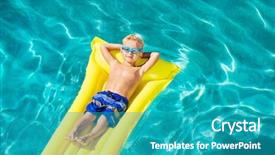  Presentation with swimming pool - Beautiful PPT layouts featuring inner tube - young boy relaxing and having backdrop and a teal colored foreground