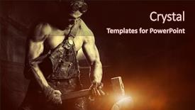  Presentation with coal mining - Slide deck enhanced with rage muscular coal miner working background and a wine colored foreground