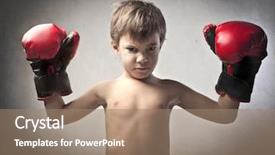  Presentation with boxer - PPT theme enhanced with rageful children - aggressive child disguised background and a coral colored foreground