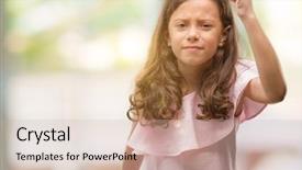  Presentation with girl pink baby shower - Presentation theme consisting of rageful children - brunette hispanic girl wearing pink background and a  colored foreground