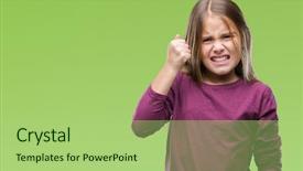  Presentation with anger - Cool new presentation theme with rageful children - young beautiful girl over isolated backdrop and a  colored foreground