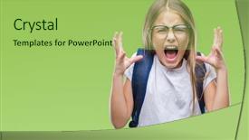  Presentation with mad children - Presentation featuring rageful children - young beautiful smart student girl background and a yellow colored foreground