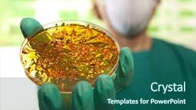  Presentation with petri dish - PPT theme enhanced with ragents lab - scientist holding a petri dish background and a ocean colored foreground