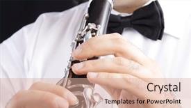  Presentation with instrument - Beautiful PPT theme featuring raggae - man playing his wind instrument backdrop and a  colored foreground