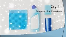  Presentation with housekeeping - Slides with ragged - cleaning stuff housekeeping and household background and a light gray colored foreground