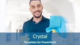  Presentation with rubber gloves - Slides featuring ragged - household and people concept background and a ocean colored foreground