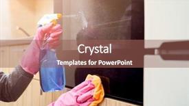  Presentation with rubber gloves - Audience pleasing PPT theme consisting of ragged - photo of female hands backdrop and a violet colored foreground