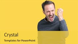  Presentation with anger - Presentation theme consisting of while shouting with anger rage background and a yellow colored foreground