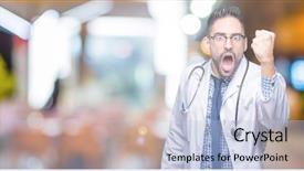  Presentation with young man on the phone - Presentation theme consisting of while shouting with anger rage background and a light blue colored foreground