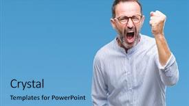  Presentation with anger - PPT theme enhanced with ragbe - middle age hoary senior man background and a  colored foreground