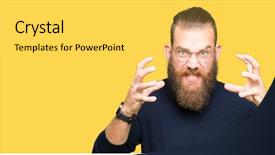  Presentation with glasses - Slide set consisting of sweater shouting frustrated with rage background and a  colored foreground