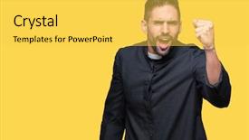 Presentation with christian - PPT layouts enhanced with young christian priest over isolated background and a yellow colored foreground