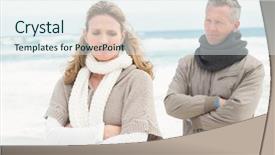  Presentation with upset - PPT theme consisting of raging sea - upset couple look away background and a  colored foreground