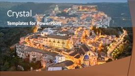  Presentation with italy - PPT theme consisting of ragusa-ibla-italy-town-view background and a teal colored foreground