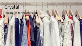  Presentation with row of textile looms weaving - PPT theme with rail - row of clothes hanging background and a soft green colored foreground