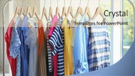  Presentation with clothes - Colorful presentation theme enhanced with rail - wooden hangers with different female backdrop and a soft green colored foreground