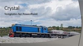  Presentation with rail - Audience pleasing slide deck consisting of rail car - loaded train backdrop and a light blue colored foreground