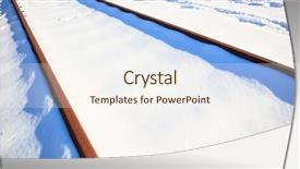  Presentation with snow covered trees and falling - Cool new presentation theme with rail freight - covered with snow railways background backdrop and a sky blue colored foreground