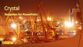  Presentation with rail - Slide deck enhanced with rail freight - port warehouse with cargoes background and a tawny brown colored foreground