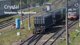  Presentation with rail - Slide set having rail-freight-cars background and a gray colored foreground
