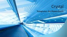  Presentation with rail - Amazing slide set having rail gate - grey moving escalator backdrop and a light blue colored foreground