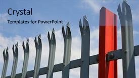  Presentation with rail - Colorful PPT layouts enhanced with rail gate - palisade fencing backdrop and a light blue colored foreground