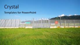  Presentation with interior design yellow and green - Presentation theme enhanced with rail gate - palisade on green yellow meadow background and a  colored foreground