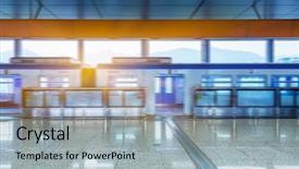  Presentation with china - Audience pleasing PPT theme consisting of rail gate - subway door opening chongqing china backdrop and a  colored foreground