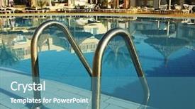  Presentation with rail - Audience pleasing slides consisting of rail in the swimming -pool backdrop and a teal colored foreground