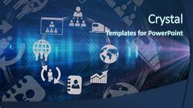  Presentation with interface - Slide deck consisting of rail map - digital composite of round interface background and a ocean colored foreground