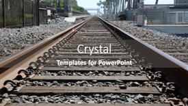  Presentation with tracks - Presentation theme enhanced with rail road tracks train tracks background and a dark gray colored foreground