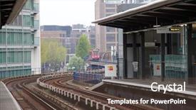  Presentation with rail - Presentation theme consisting of rail station in new london background and a tawny brown colored foreground