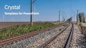  Presentation with wind power plant - PPT theme featuring rail train along wind power background and a teal colored foreground