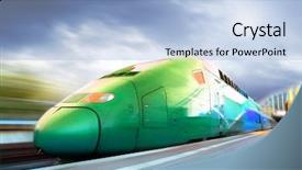  Presentation with train transport - Amazing theme having rail transport - high-speed train with motion blur backdrop and a light blue colored foreground