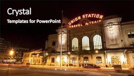  Presentation with station - Cool new presentation design with rail transport - historic union station in denver backdrop and a black colored foreground
