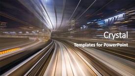  Presentation with tokyo - PPT layouts consisting of rail transport - monorail motion blur background and a tawny brown colored foreground