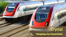  Presentation with train transport - Colorful presentation enhanced with rail transport - train speeding along its tracks backdrop and a tawny brown colored foreground