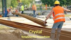  Presentation with rail track - Beautiful presentation featuring rail transport - tramway track construction workers building backdrop and a tawny brown colored foreground