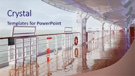  Presentation with cruise ship - Cool new PPT layouts with railing of large cruise ship backdrop and a sky blue colored foreground