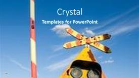  Presentation with railroad - Slide set with railroad-crossing background and a ocean colored foreground