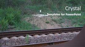  Presentation with railroad - Beautiful PPT layouts featuring railroad-distance-column-sign backdrop and a ocean colored foreground