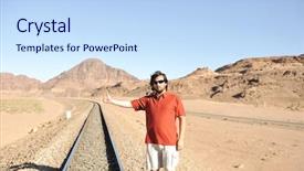  Presentation with train - Slides enhanced with railroad free - european tourist waiting background and a  colored foreground