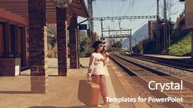  Presentation with free gas station - Amazing presentation design having railroad free - little girl waiting backdrop and a coral colored foreground