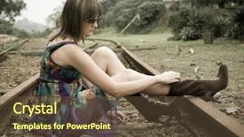  Presentation with railway tracks - Cool new PPT theme with railroad free - pretty brunette on railway tracks backdrop and a tawny brown colored foreground