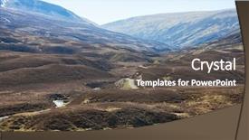  Presentation with scottish highlands - Presentation design featuring railroad free - scottish highlands in spring near background and a dark gray colored foreground